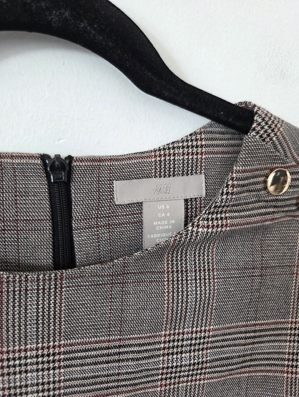 H&M Plaid Glen Check Sheath Dress Pencil Office Preppy Academia Literary Chic 6 - Picture 4 of 9